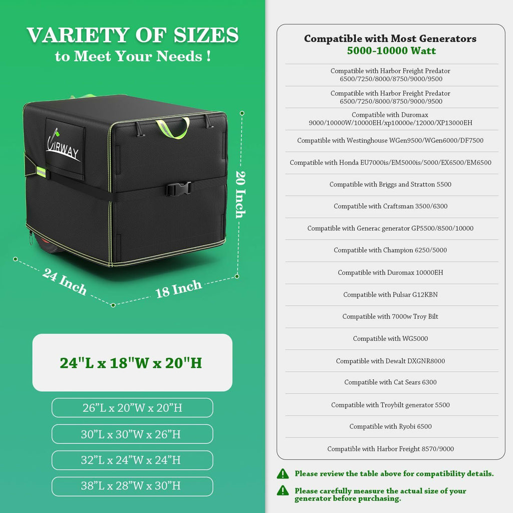 UIRWAY Generator Cover Waterproof 24x18x20in 600D UV-Resistant Heavy Duty