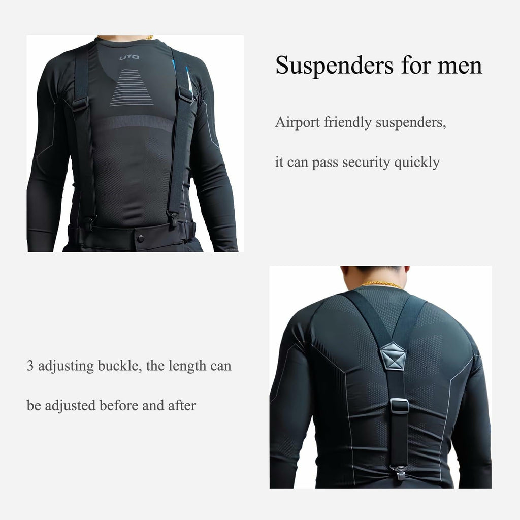 PDRMZRT Y Back Invisible Suspenders Men Big Tall Clips Black Size One Size