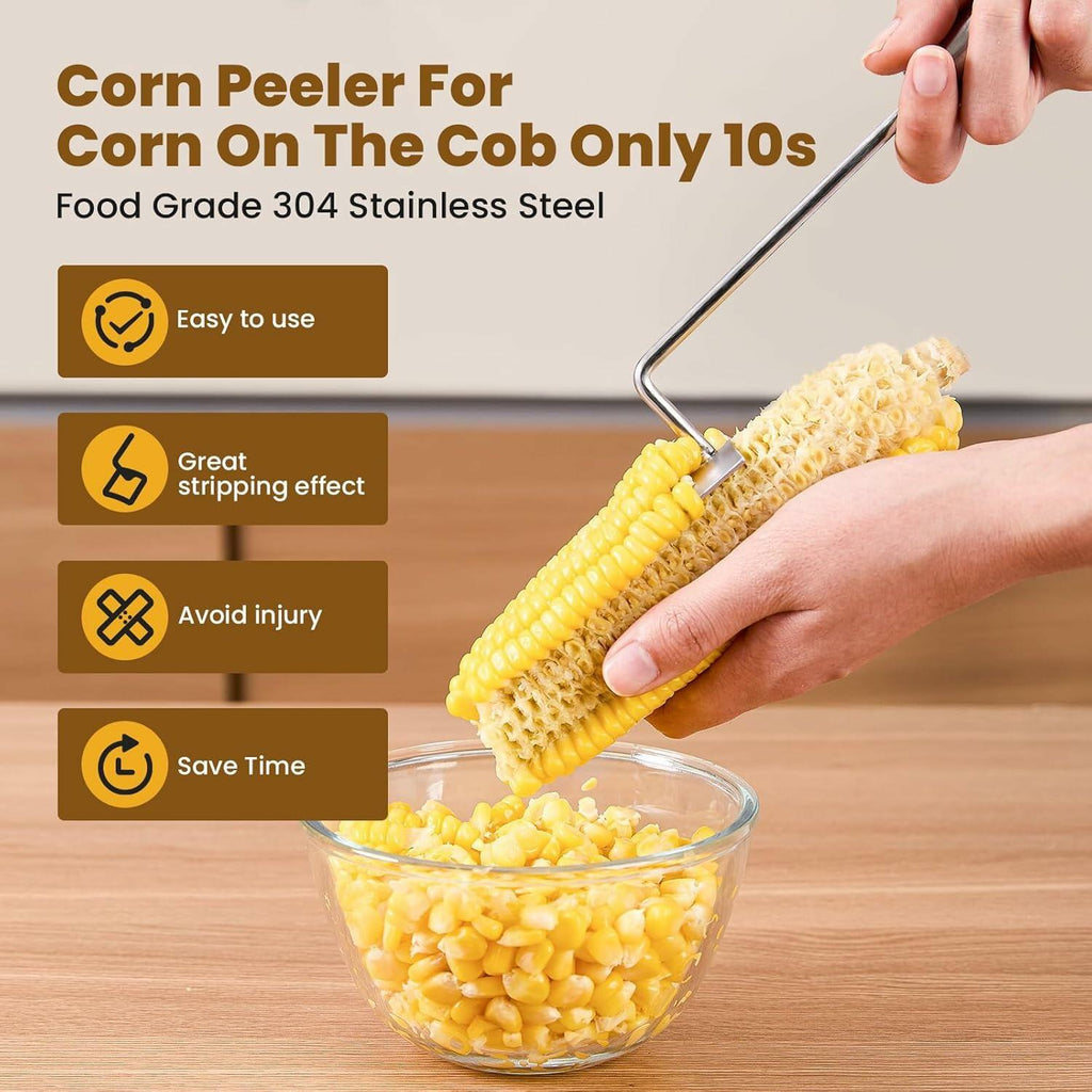Freebala Stainless Steel Corn Peeler Long Handle Kitchen Tool