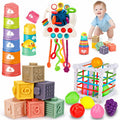 Qirptey Montessori Baby Toys Infant Pull String Stacking Cups Multicolor