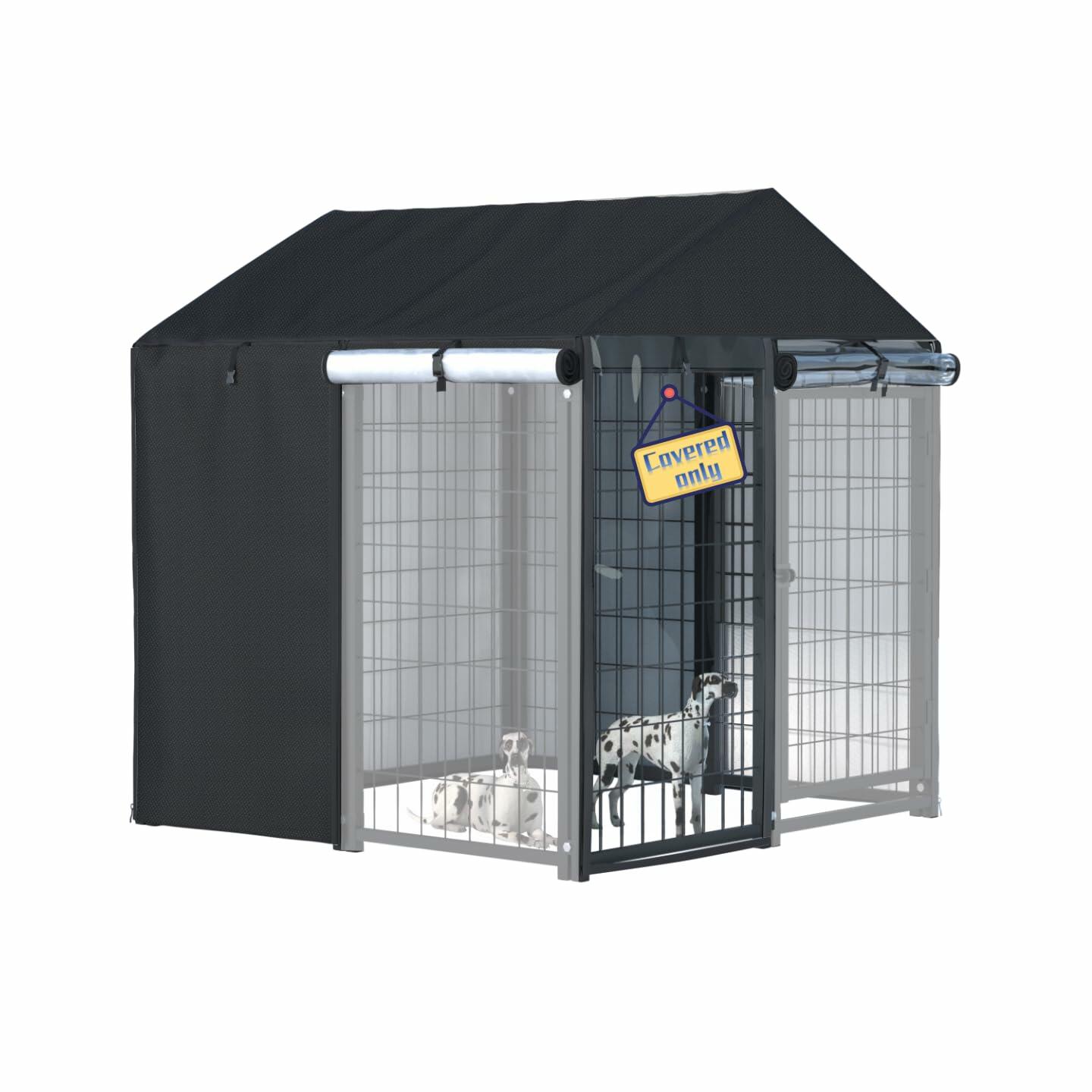 NGB Outdoor Dog Kennel Cover 4x4x4.5ft 600D Waterproof Windproof Black