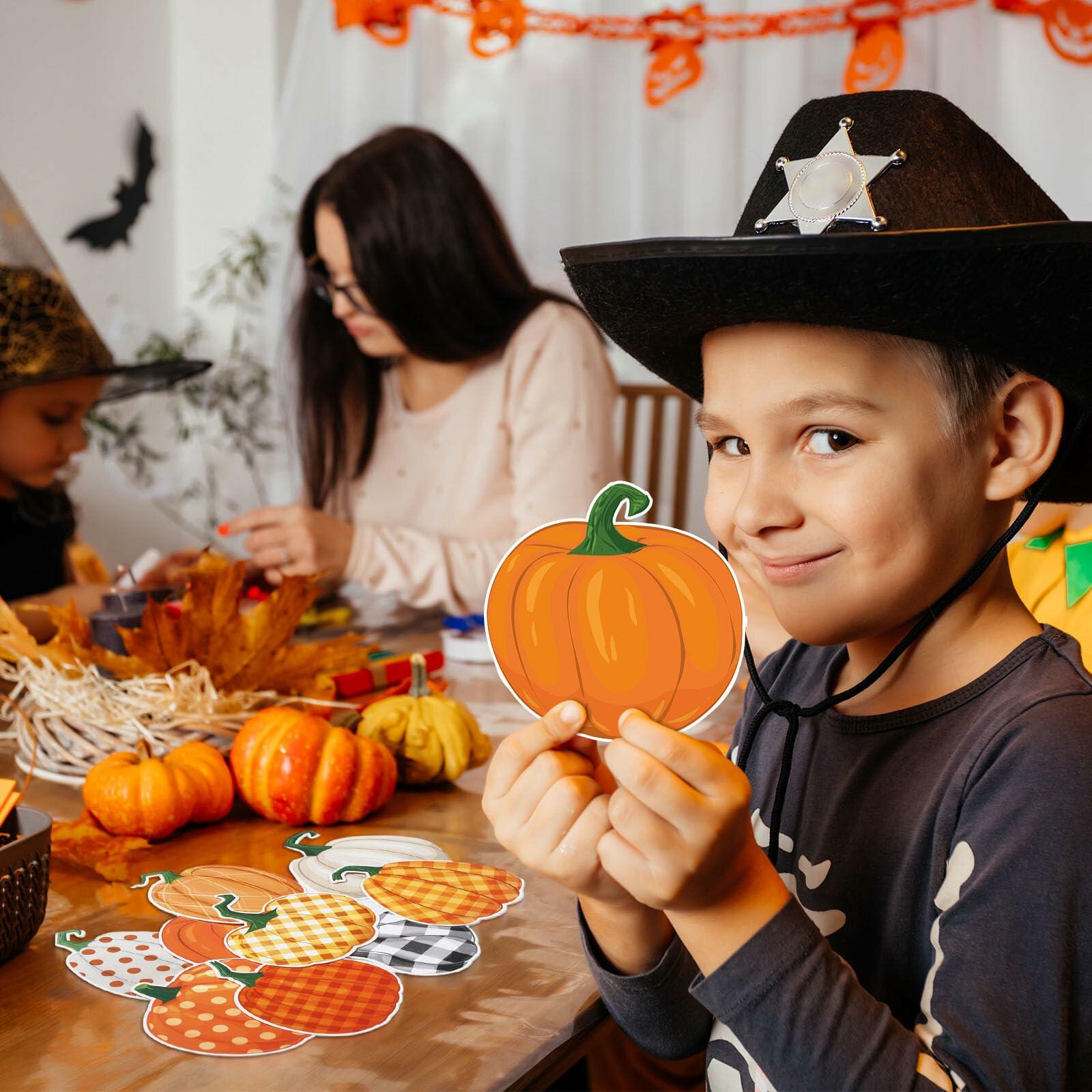 Cholemy 90 Pcs Pumpkin Cutouts Thanksgiving Fall Colorful Paper Decor