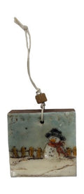 Trish McFerran Snowman Encaustic Art Ornament