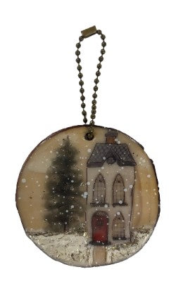 Trish McFerran Winter Home Encaustic Art Ornament