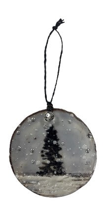 Trish McFerran Snowy Tree Encaustic Art Ornament