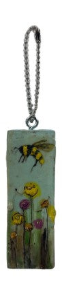 Trish McFerran Bee and Flowers Encaustic Art Ornament