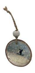 Trish McFerran Skier Encaustic Art Ornament