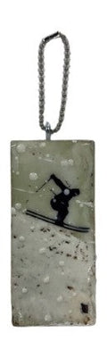 Trish McFerran Skier Encaustic Art Ornament