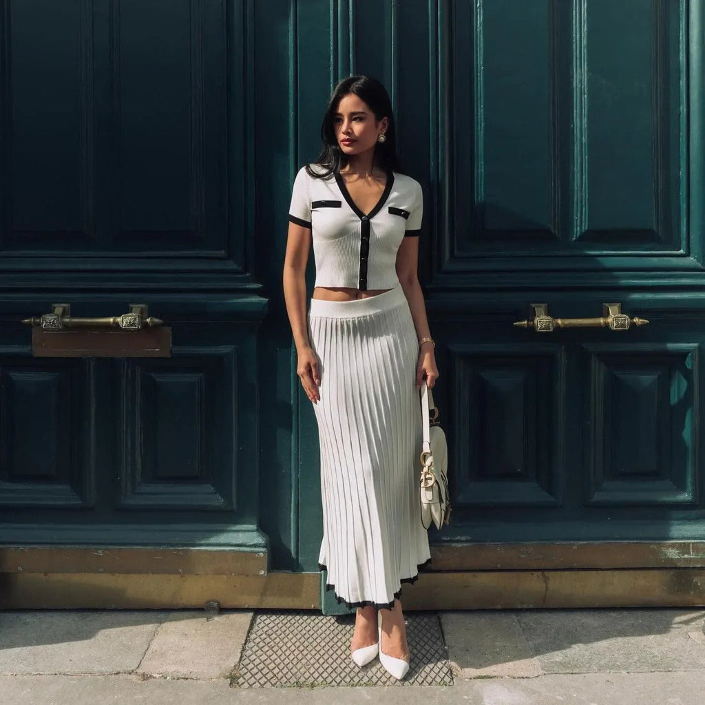 Paris Nights Contrast Knit Two Piece Set
