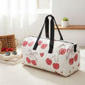 Fashion Duffel Travel Bag Cream Quilted Red Cherry Stylish Accessory