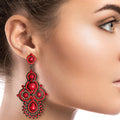 Statement Soutache Earrings in Black and Wine, Stylish Fashion Jewelry