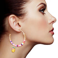 Statement Multi Color Pineapple Disc Hoop Earrings Stylish Fashion Jewelry