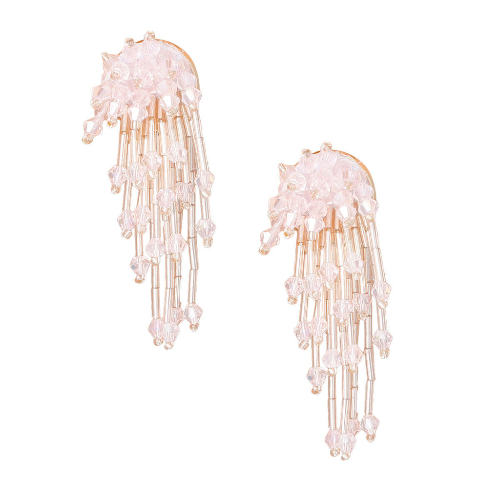 Glass Bead Cluster Stud Earrings Blush - Trendy Fashion Jewelry