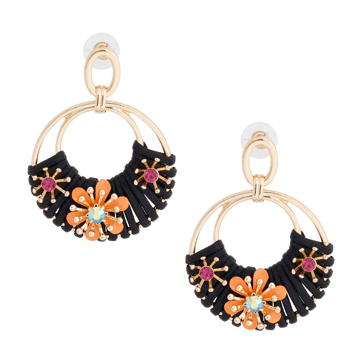 Round Coral Flower Earrings Stylish Statement Jewelry
