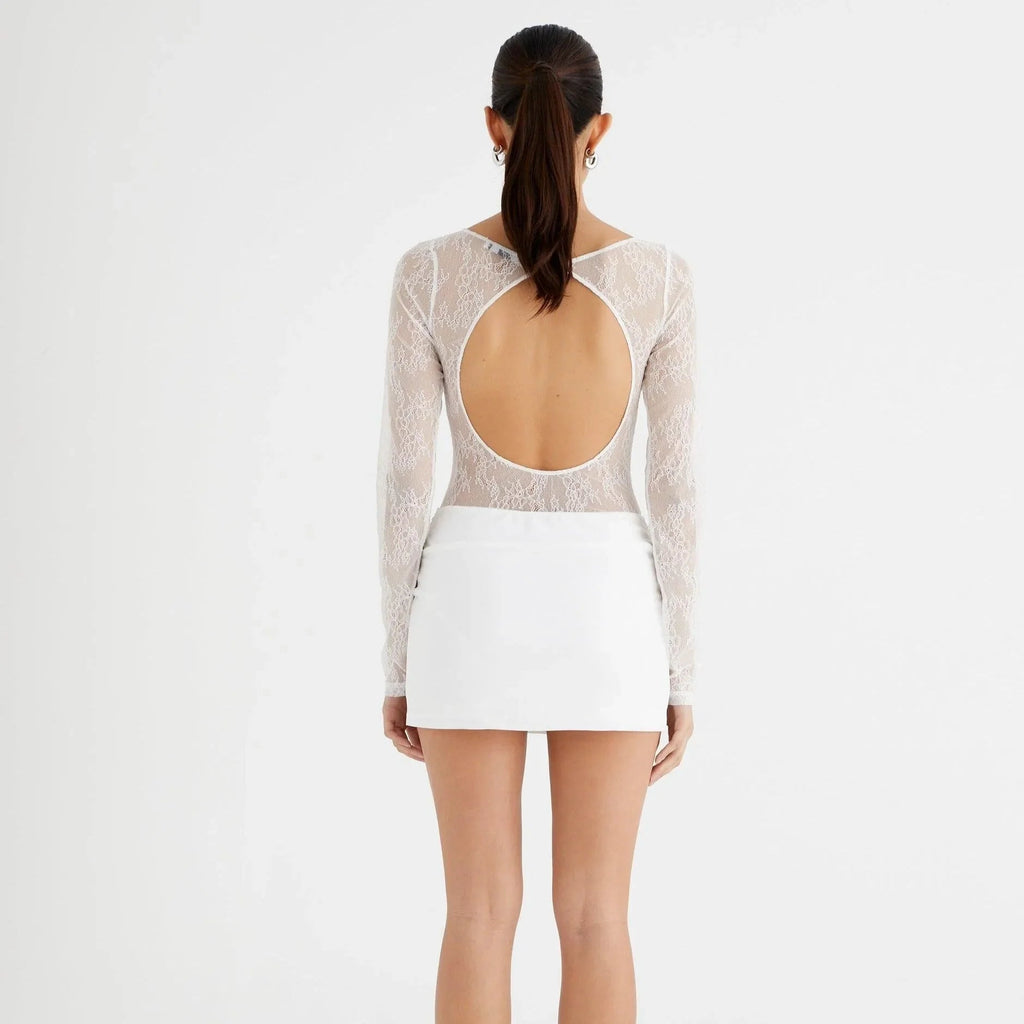 Playful Charm White Lace Mini Dress