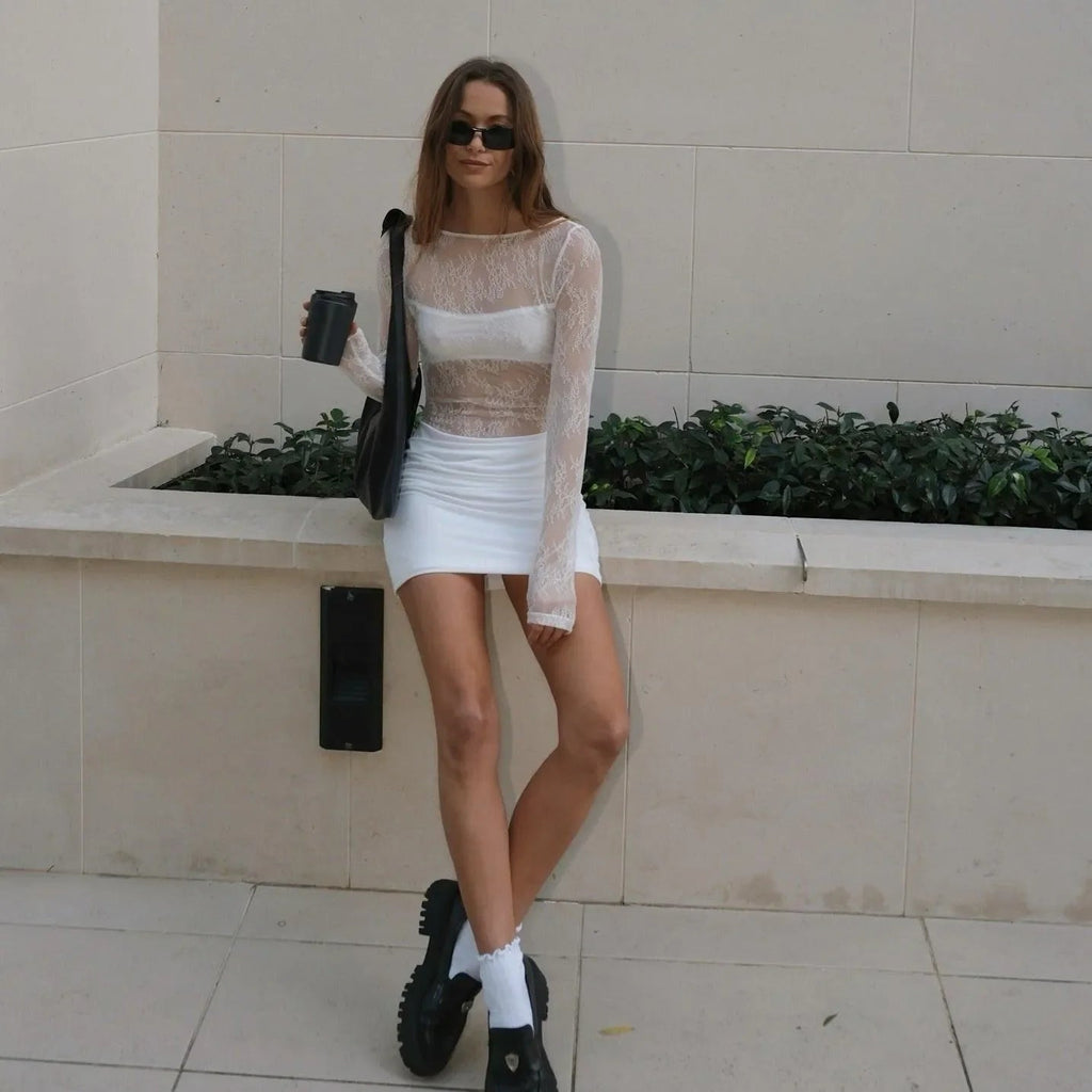 Playful Charm White Lace Mini Dress