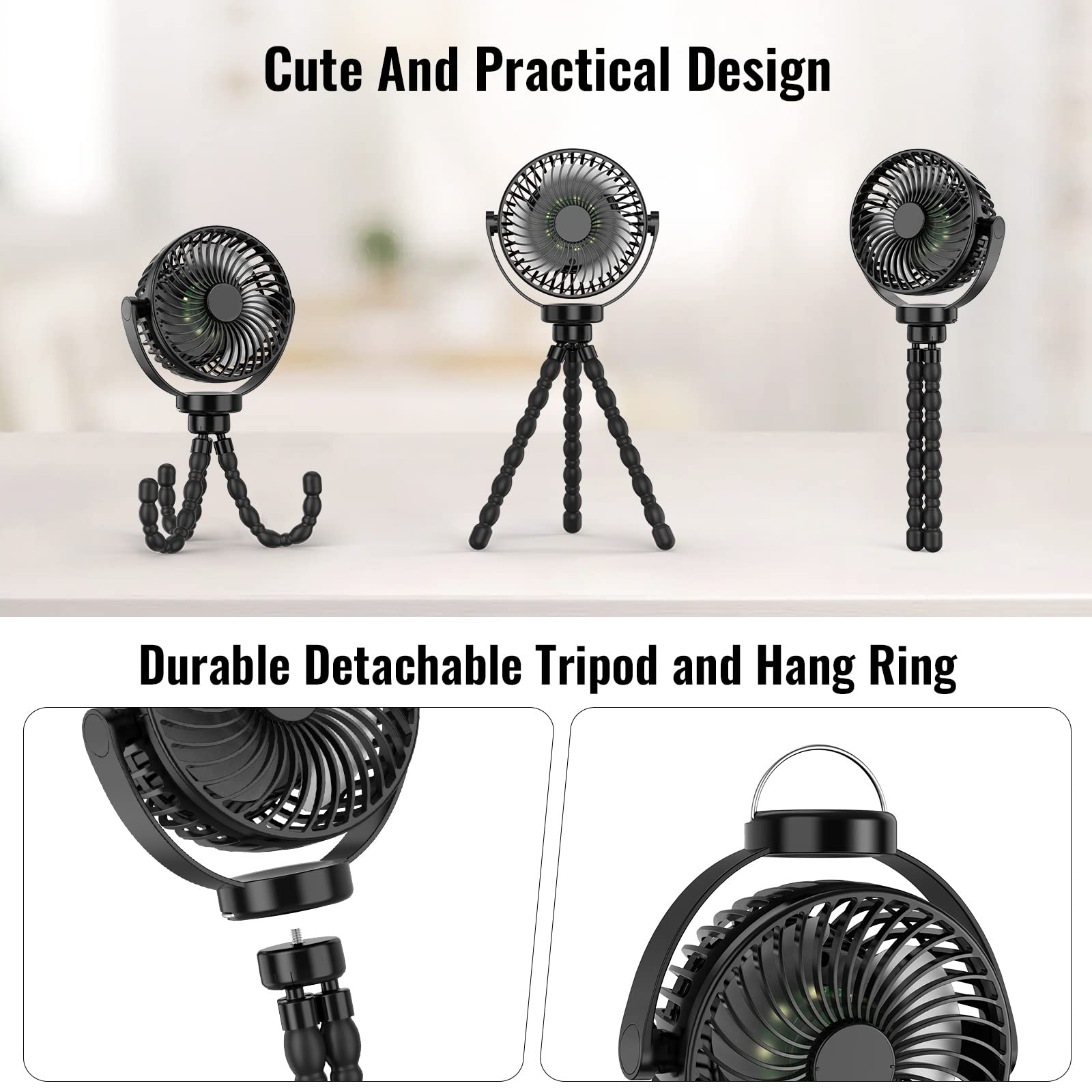 Portable Fan | Battery Operated Hand Held Fan with 8000mAh Battery | 4-Speed Settings for Ultimate Comfort