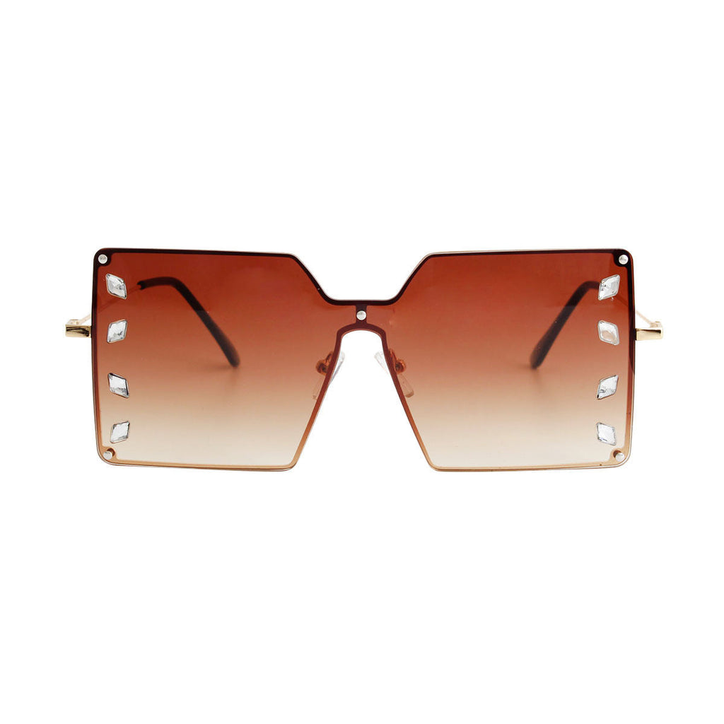 Square Brown Stone Sunglasses Stylish Casual Accessories