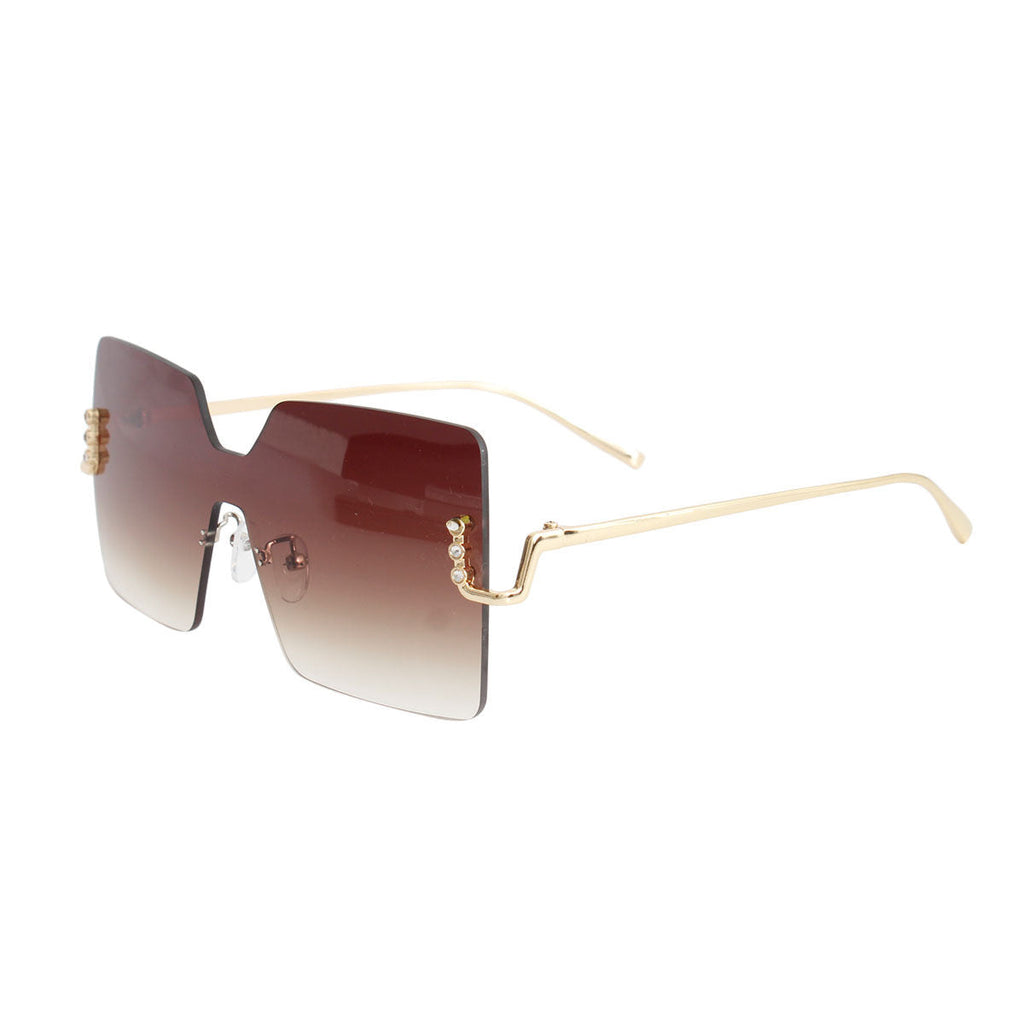 Square Brown One Piece Sunglasses Stylish Chic Fashion Accessory