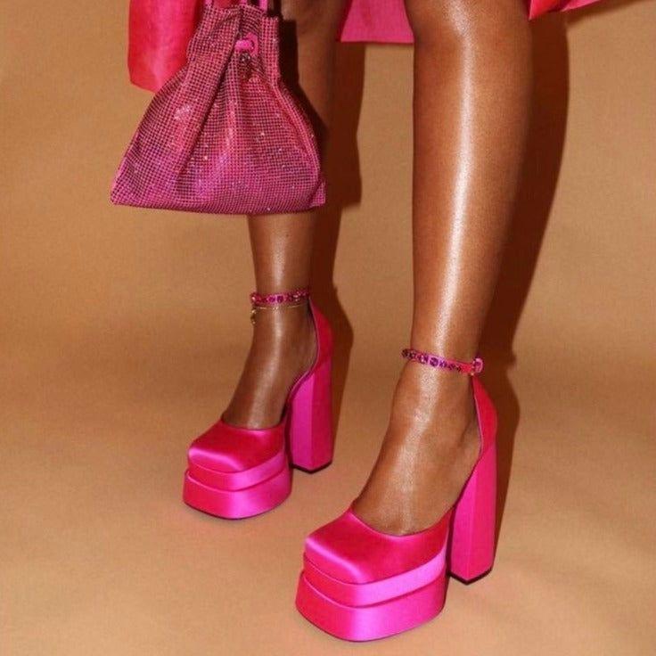 Rendezvous Hot Pink Platform Pumps
