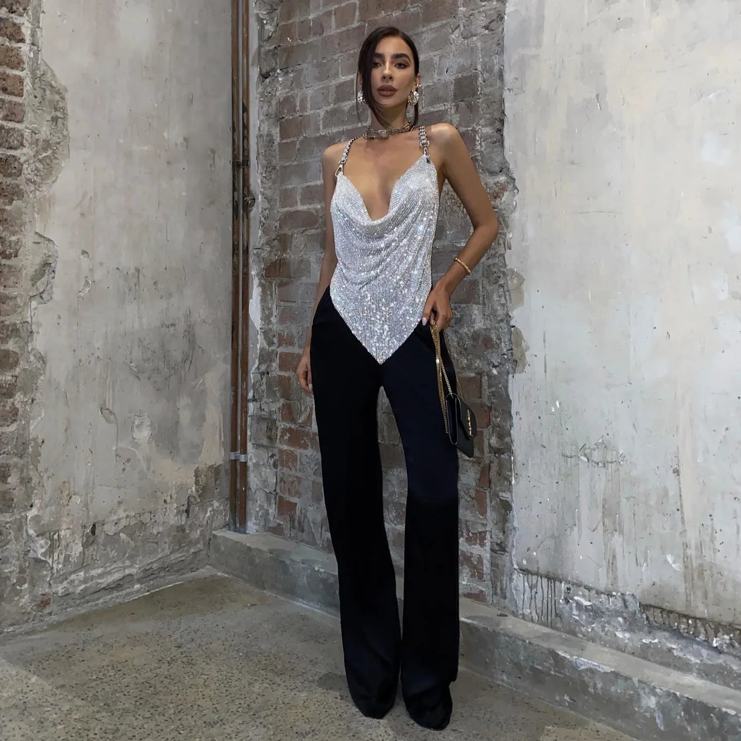 Rhode Diamond Mesh Chain Top