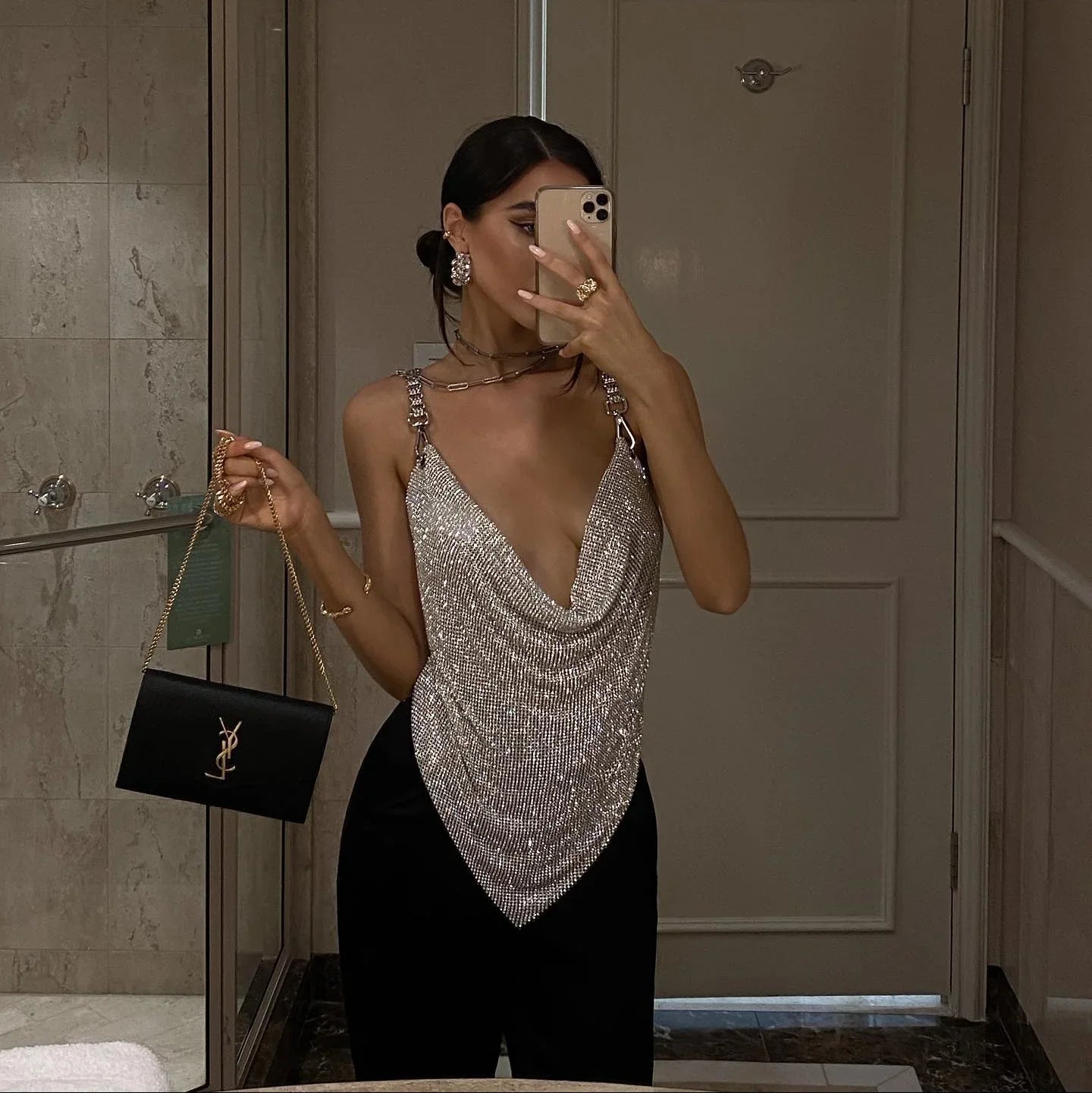 Rhode Diamond Mesh Chain Top
