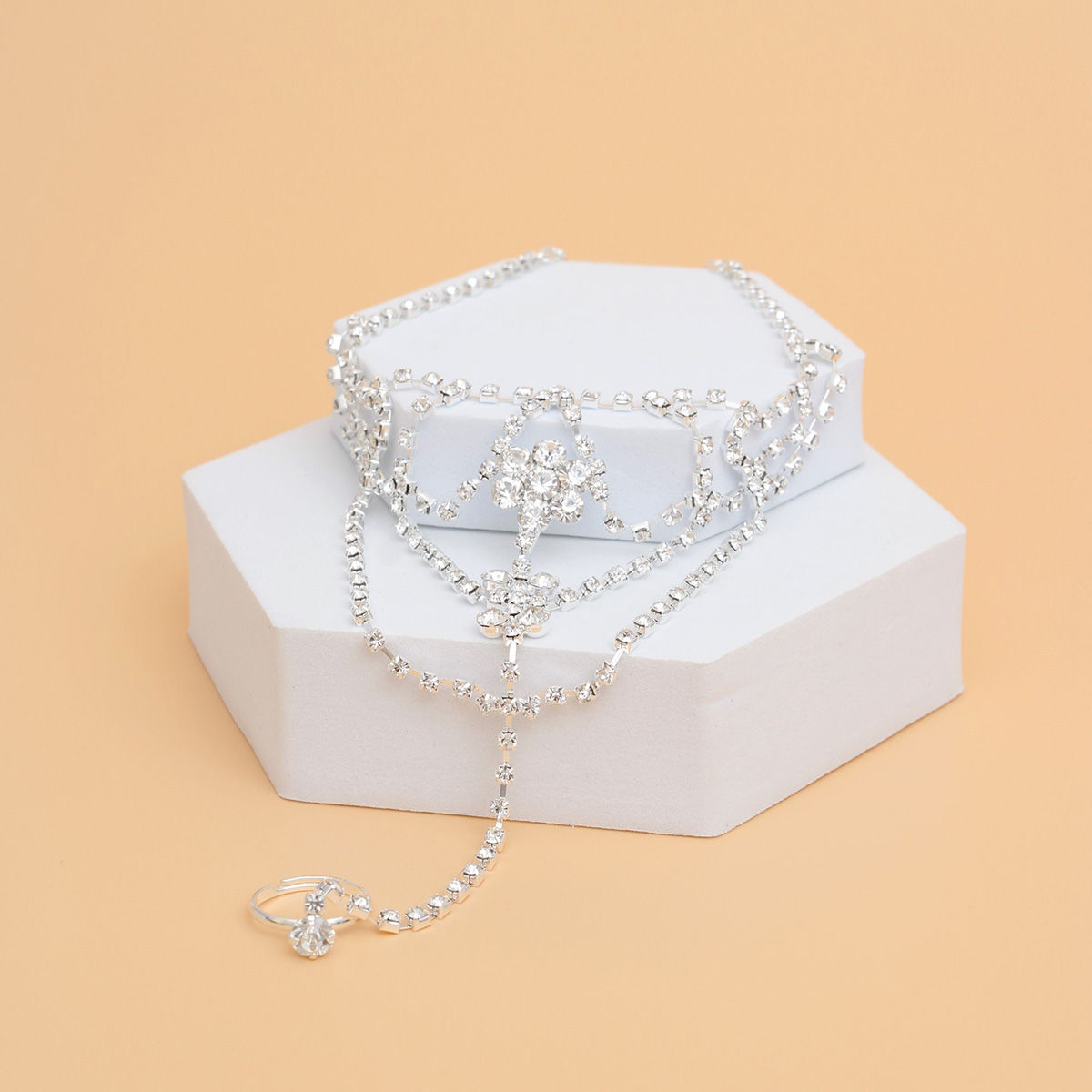 Toe Ring Ankle Chain Silver Rhinestone Stylish Women’s Jewelry