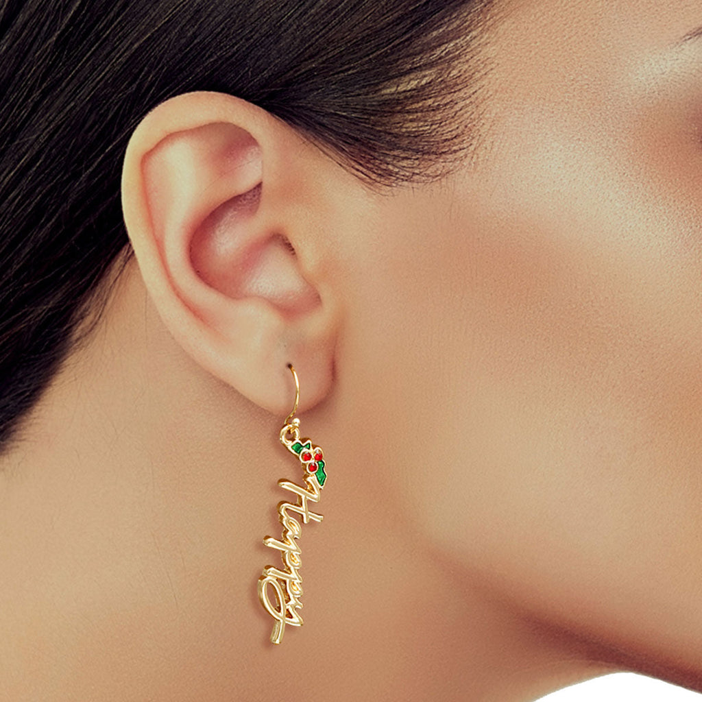 Holiday Earrings Trendy Stylish Statement Happy Holidays Jewelry