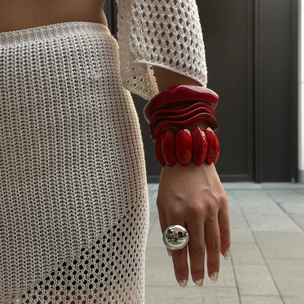 Ruby Swell Wide Geometric Red Bracelets