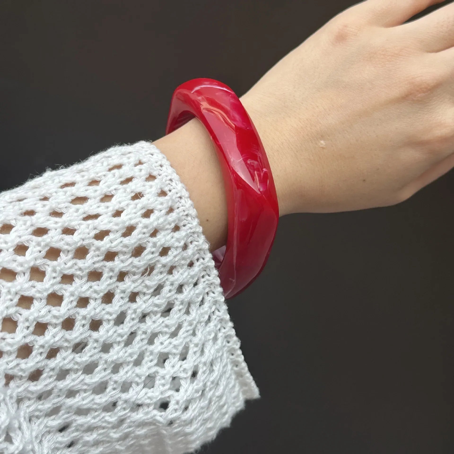 Ruby Swell Wide Geometric Red Bracelets