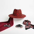 Fashion Fedora Hat Rust Orange Leopard Print Stylish Statement Accessory