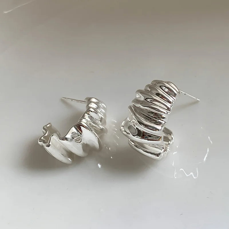 Sculpted Wave Stud Earrings