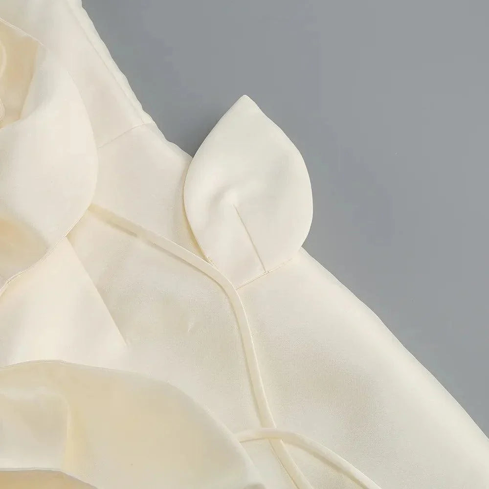 Serenity Silk Voluminous Flower Corset Mini Dress