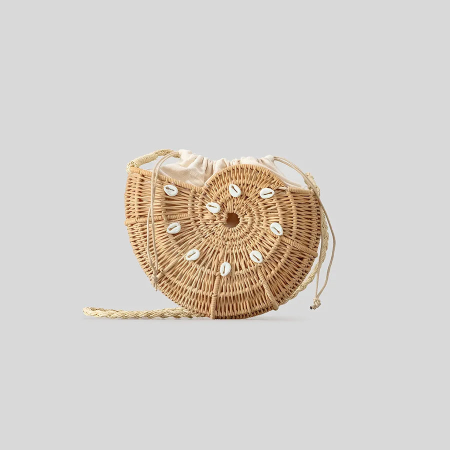 Shella Rattan Conch Bag with Shell Embellishments