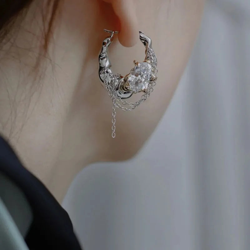 Shiny Crystal Hoop Earrings