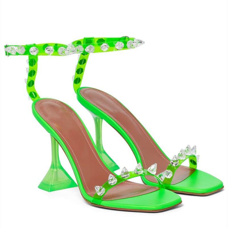 Showing Up Pyramid Green Sandals