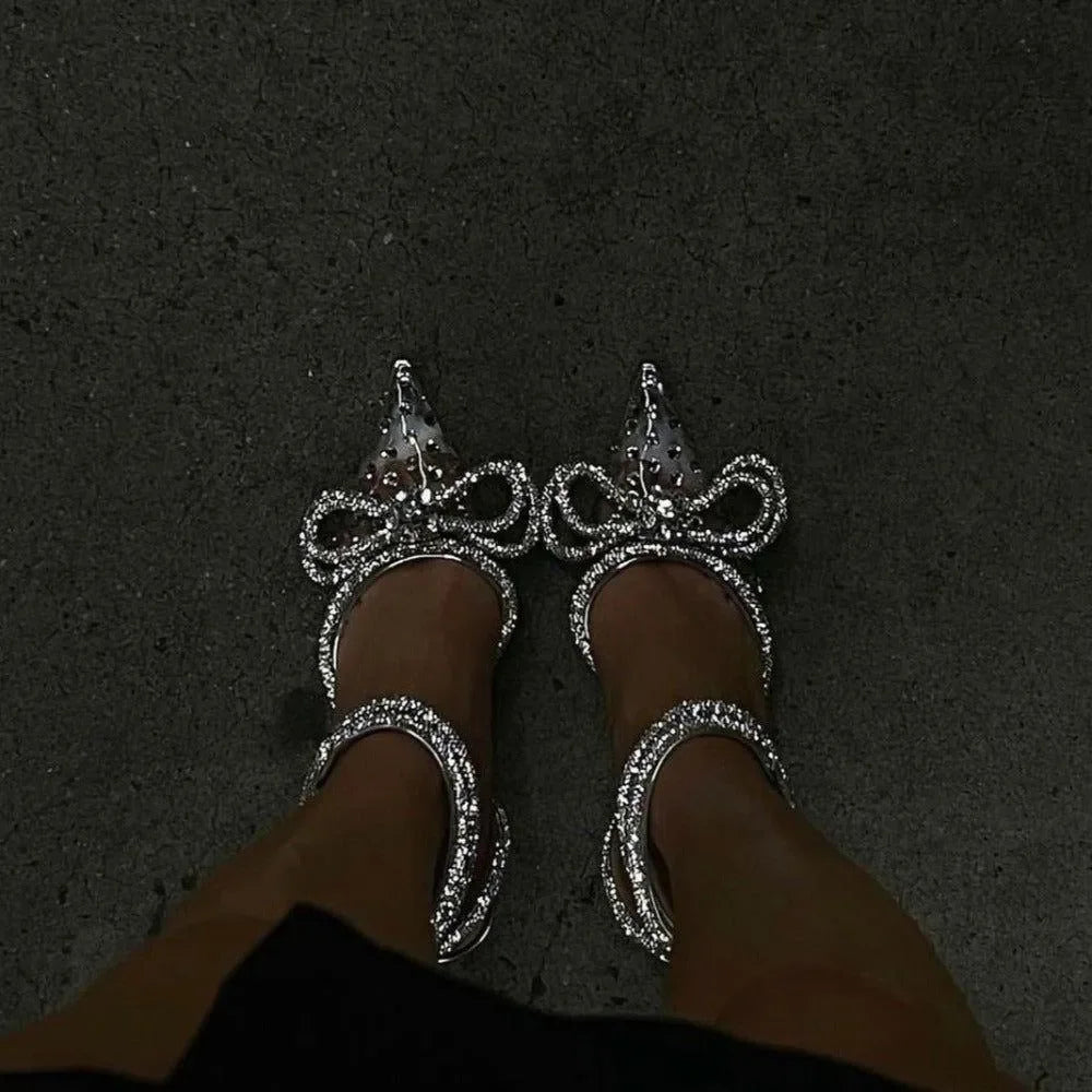 Showstopper Double Bow Crystal Embellished Heels