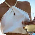Sky Line Chain Detail White Top