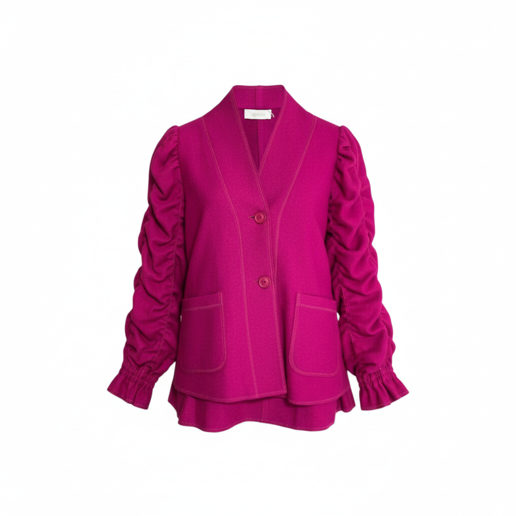 NOEN Ruched Sleeve Fuchsia Jacket 87087