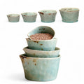 Teal Crackle Glaze Ceramic Measuring Cups | Set of 4