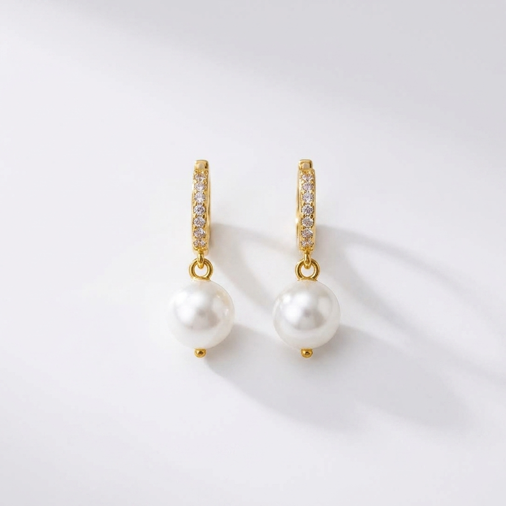 Pearl Hoop Earrings ~ Ivy
