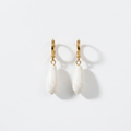 White Lettered Olive Hoop Earrings