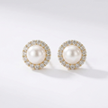 Diamond Pearl Stud Earrings ~ Cameron