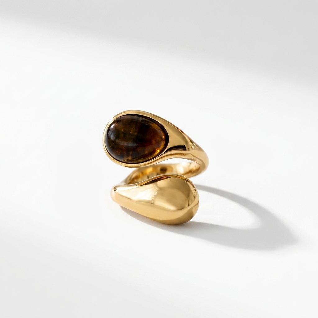 18K Gold Plated Tiger Eye Ring