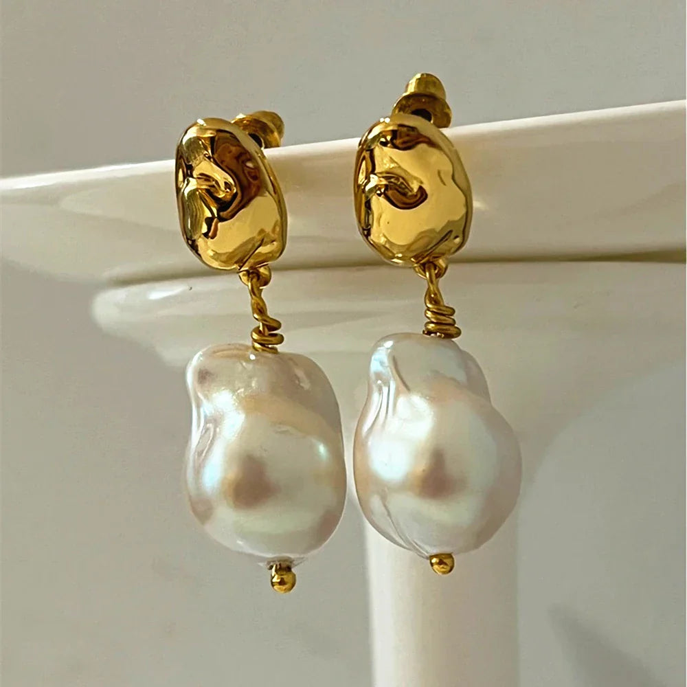 Sun Drop Pearl Pendant Earrings