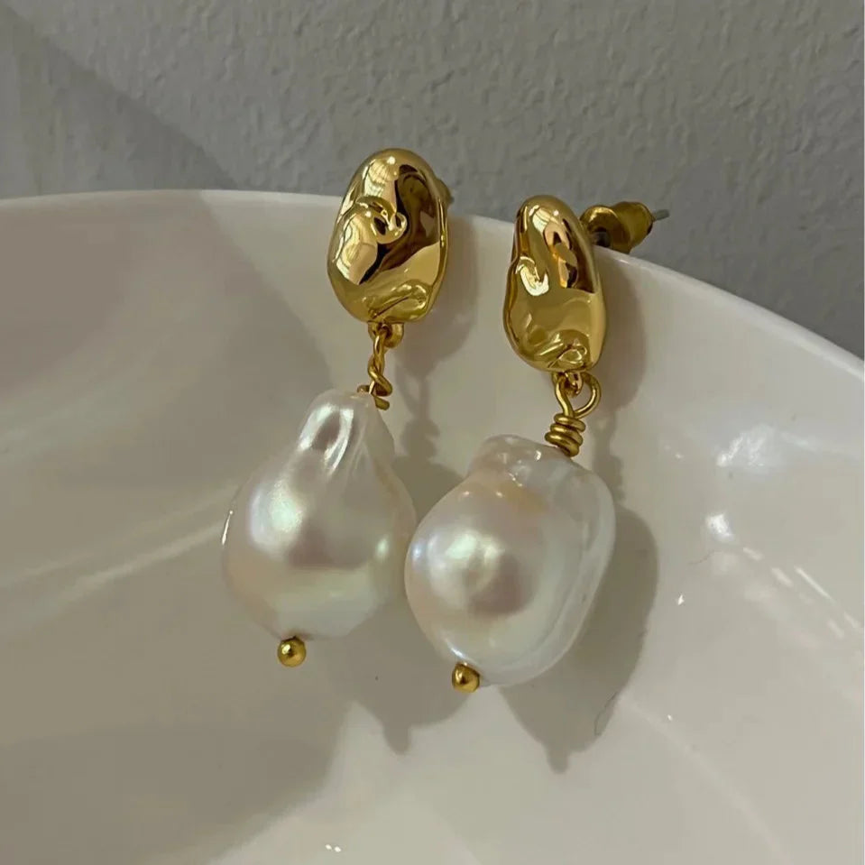 Sun Drop Pearl Pendant Earrings