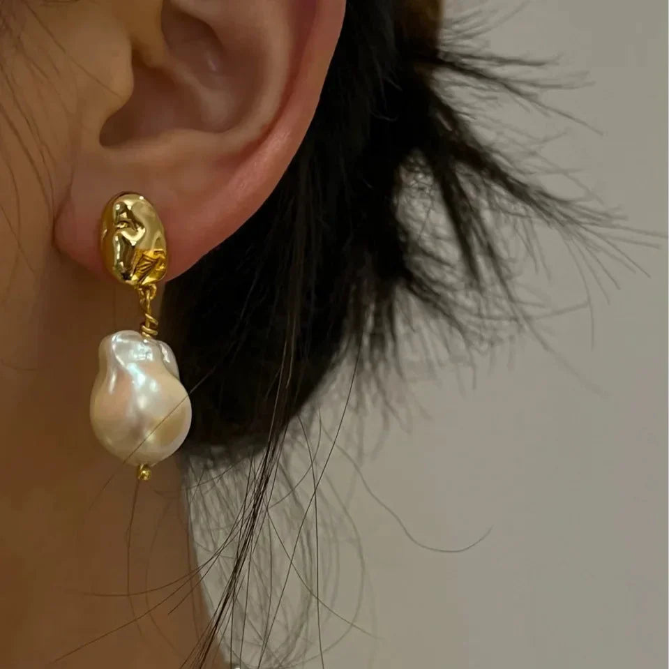 Sun Drop Pearl Pendant Earrings