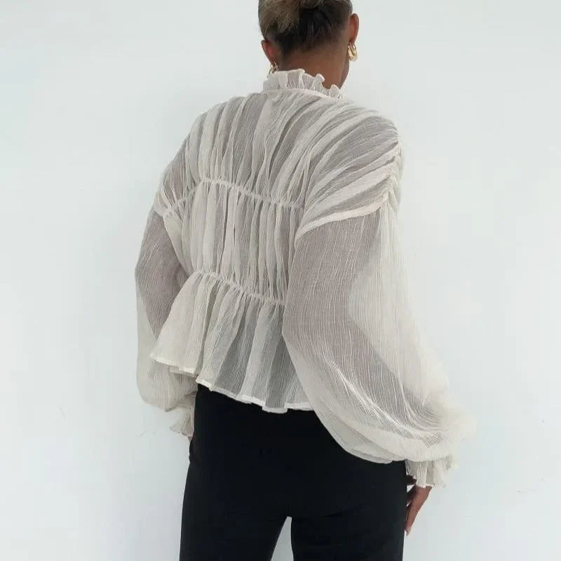 Sweet Fantasy Long Sleeve Semi-Sheer Ivory Top