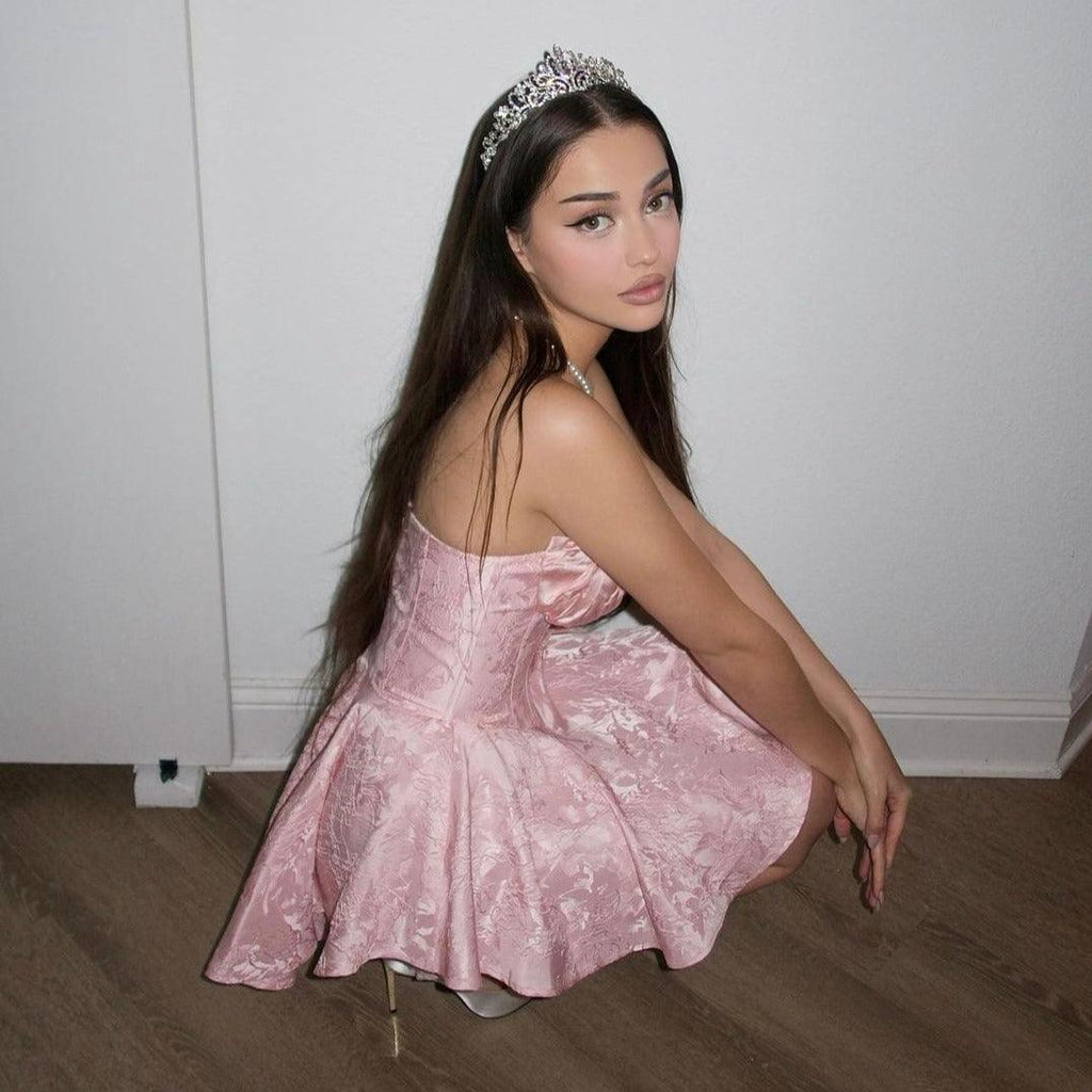 Sweet Poison Off-Shoulder Corset Pink Mini Dress