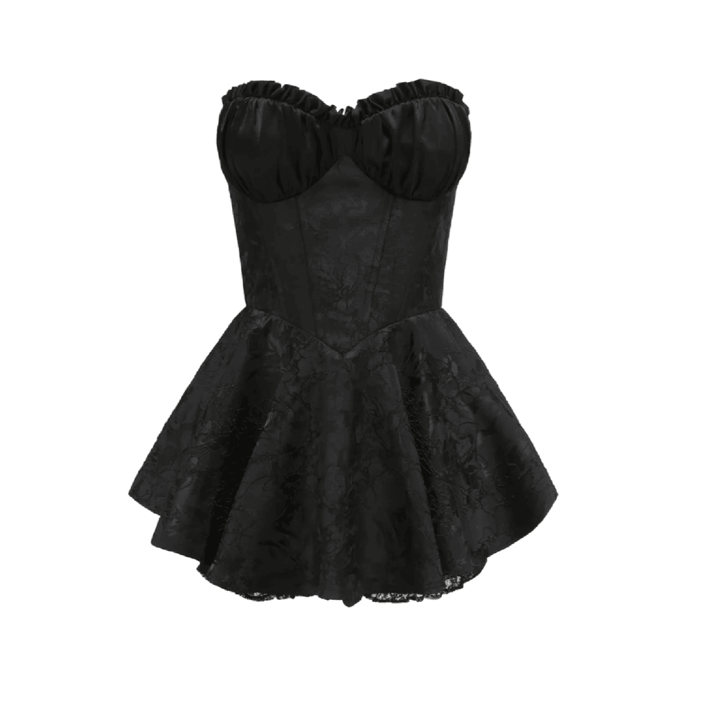 Sweet Poison Satin Corset Black Mini Dress